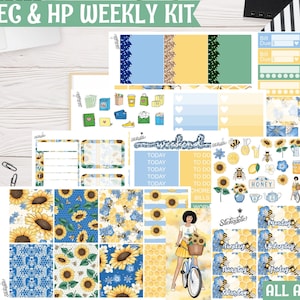 Sun In Bloom Weekly Kit | Planner Stickers for Erin Condren Vertical, Happy Planner Weekly Kit