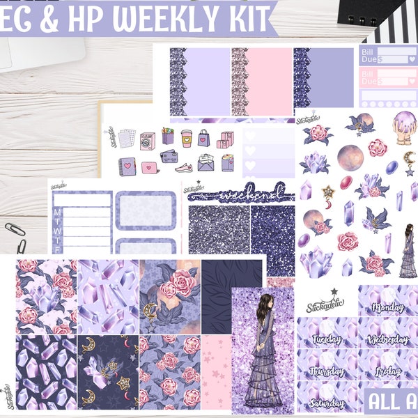 Ethereal Weekly Kit | Planner Stickers for Erin Condren Vertical & Horizontal, Happy Planner Weekly Kit