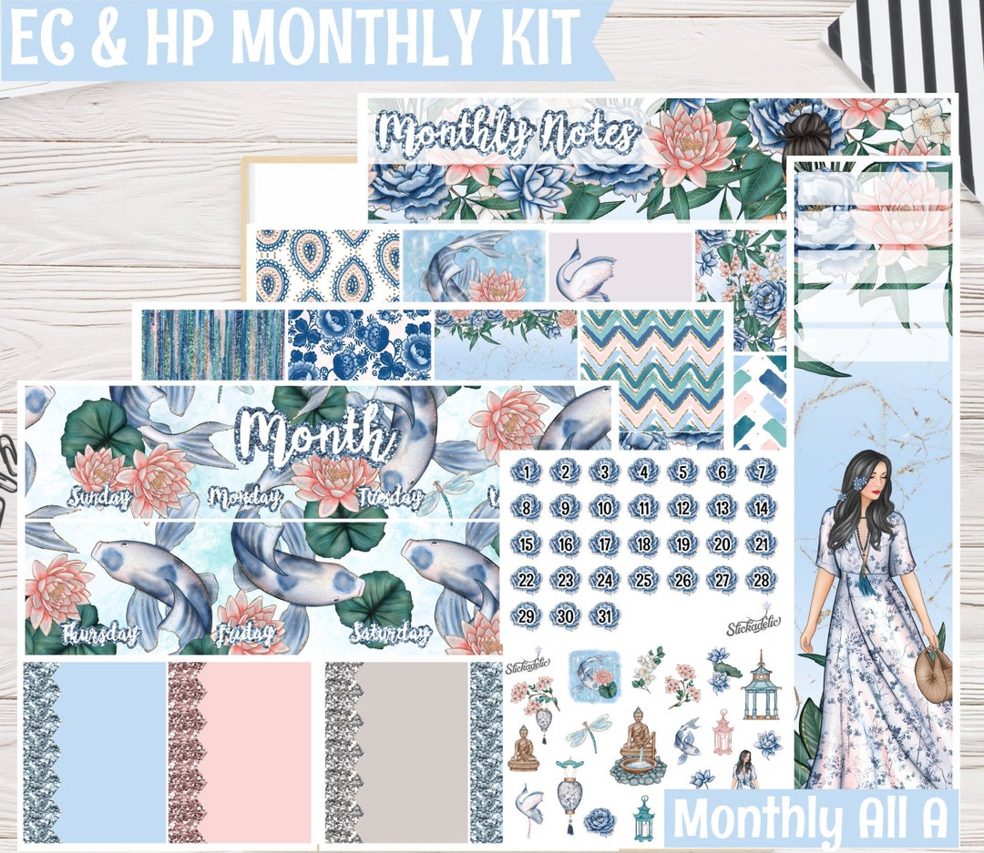 Tranquility Monthly Kit | Planner Stickers for Erin Condren Life ...