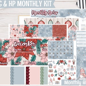 Pastel Holiday December Monthly Kit | Planner stickers for Erin Condren Life Planner, Deluxe Monthly & 8.5x11