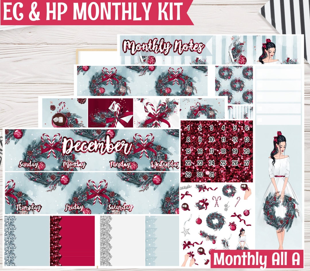 Chic Christmas December Monthly Kit | Planner Stickers for Erin Condren ...