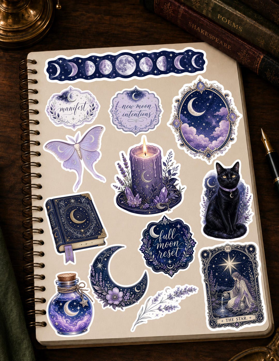 Celestial Sticker Set – Witchy Moon and Tarot Vinyl Stickers | Stickers ...