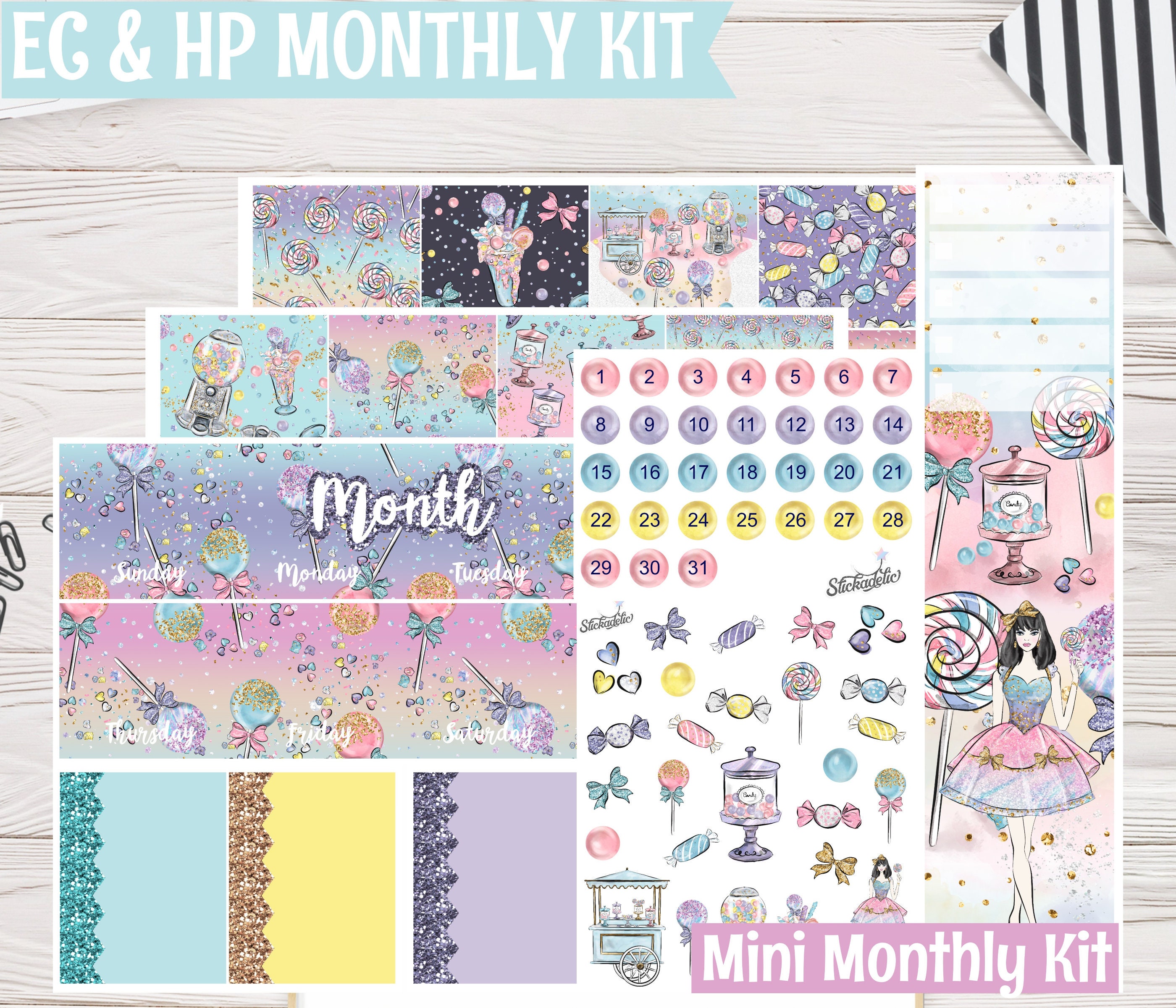 Sugar Rush Monthly Kit | Erin Condren Life Planner, Deluxe Monthly 8 ...