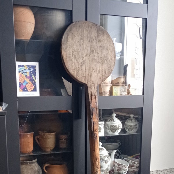 Vintage wooden bread shovel, Wabi sabi, Antique wood pizza paddle, Primitive wood bread shovel, Rustic decor
