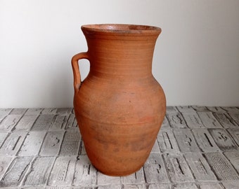 Wabi Sabi vessel, Rustic vase, Vintage clay vase, Old red clay pot, Antique clay vase, Primitive clay pot