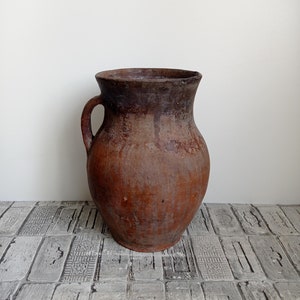 Wabi Sabi vessel, Rustic vase, Old clay vessel, Vintage clay pot, Old terracotta vase