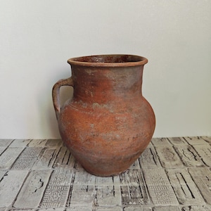 Rustic vase, Vintage clay pot, Antique vessel, Wabi Sabi decor, Old clay vessel, Old ceramic vase