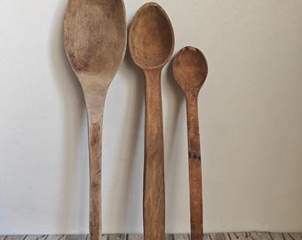 Vintage XXL Holzlöffel Set: Primitive Rustikales Dekor