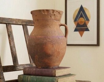 Rustic Clay Pot Vase: Wabi Sabi Style, Vintage Decor
