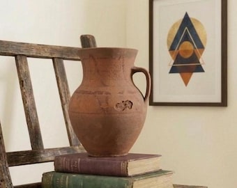 Jarrón rústico, maceta de barro vintage, recipiente antiguo, Wabi Sabi, jarrón de terracota antiguo
