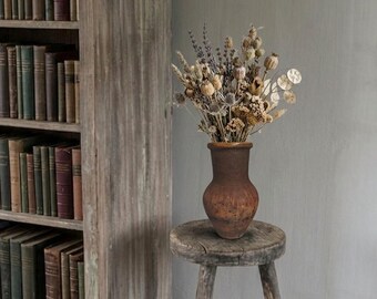 Old rustic vase, Vintage clay pot, Wabi Sabi style, Rustic decor, Antique vessel