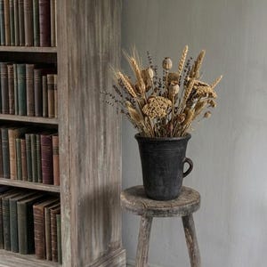 Old clay vessel, Vintage baking pot, Wabi Sabi pottery, Rustic vase