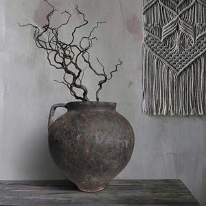 Wabi Sabi vessel, Old rustic vase, Vintage clay pot, Rustic decor, Primitive clay pot