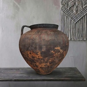 Pot en terre cuite vintage : Vase rustique Wabi Sabi