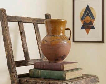 Vintage clay pot, Rustic vase, Antique vessel