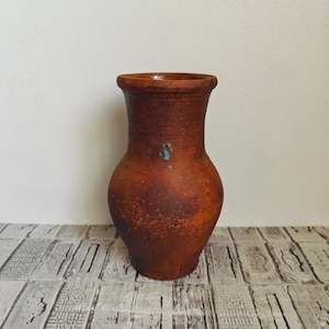 Vintage Clay Vase: Rustic Wabi Sabi Style, 8.66&quot;