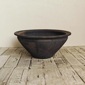 Wabi Sabi vessel, Old clay bowl, Makitra, Vintage clay planter, Rustic decor
