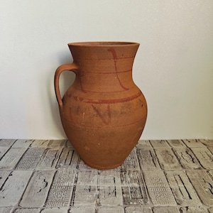 Rustic vase, Vintage clay pot, Antique vessel, Wabi Sabi, Old terracotta vase