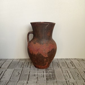Vintage Red Clay Vase: Rustic Wabi Sabi Decor