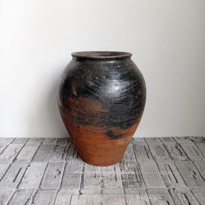 Old rustic clay vase, Wabi sabi vessel, Vintage clay pot, Antique vessel, Primitive ceramic vase
