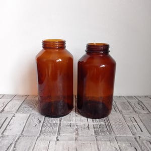 Set of two vintage apothecary jars, Brown pharmacy jars, Old rustic brown glass vase, Brown jars, Potion bottles