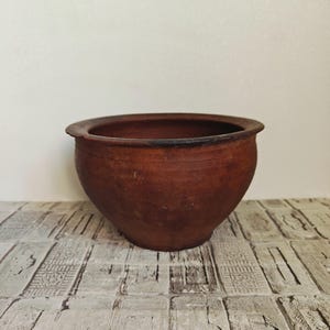 Vintage Clay Planter, Rustic Wabi Sabi Bowl, Ukrainian Makitra