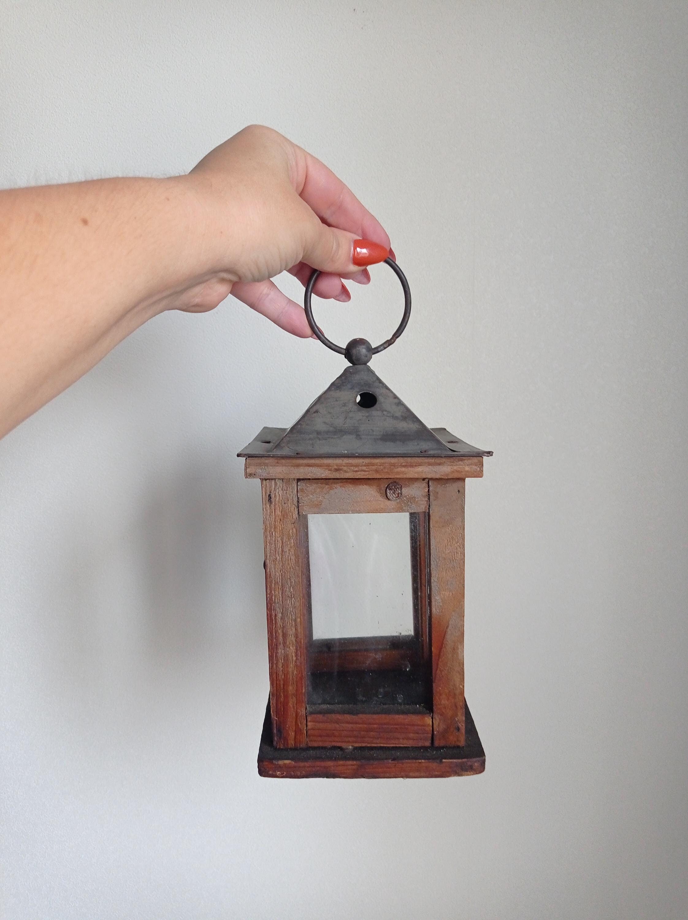 Vintage Wooden Candle Lantern: Primitive Patio Decor - Etsy