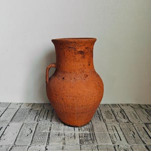Jarrón de arcilla vintage: vasija rústica wabi sabi, decoración de los años 50