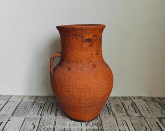 ヴィンテージの陶器の花瓶：素朴な侘び寂びの器、1950年代の装飾
