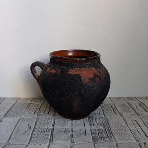 Vintage clay pot, Old clay pot, Antique vessel, Wabi Sabi vessel, Rustic vase