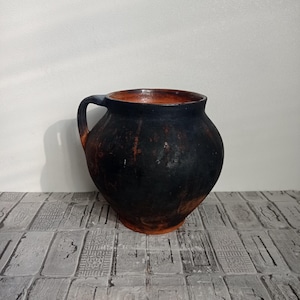 Old clay pot, Wabi Sabi vessel, Vintage clay pot, Rustic decor, Old clay vase, Rustic vase