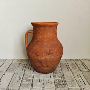 Vintage clay pot, Ceramic ancient vase, Rustic folk pot, Wabi sabi pottery, Rustic decor, Old clay vessel