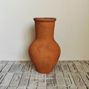 Vintage Terracotta Clay Pot: Rustic Wabi Sabi Vase, 1960s