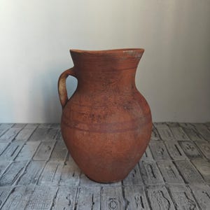 Vintage Terracotta Vase: Rustic Clay Pot, Wabi Sabi Decor