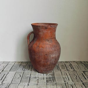 Vintage Clay Pot: Rustic Wabi Sabi Vase, Antique Vessel