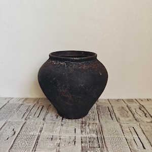 Vintage clay pot, Rustic vase, Old clay pot, Wabi Sabi style vase, Antique clay vessel