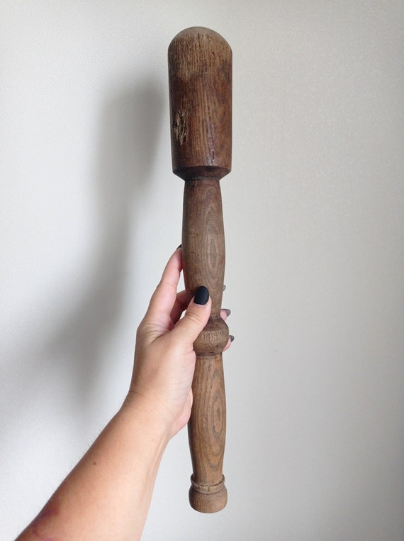 Vintage Wooden Pestle: Rustic Wabi Sabi Decor (17.71in)