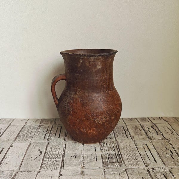 Vintage Roter Ton Topf: Rustikale Vase, Wabi Sabi Dekor