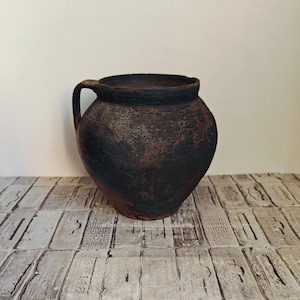 Wabi Sabi Red Clay Vase: Rustic Antique Vessel