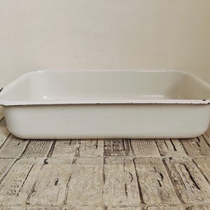 Vintage White Enamel Tray: Rectangular Soviet-Era Tray