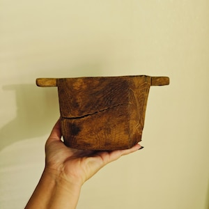 Antique Hand Carved Wooden Mortar and Pestle: Rustic Wabi Sabi Decor