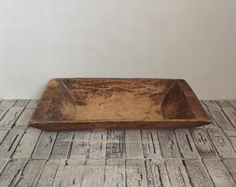 Hand Carved Wooden Dough Bowl: Very Small Antique Wabi-Sabi Trough