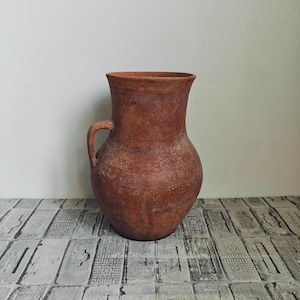 Vintage clay pot, Wabi Sabi vessel, Old clay vase, Rustic vase, Old terracotta vessel