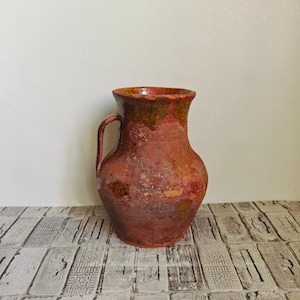 Vintage Clay Vase: Rustic Terracotta Pottery, 1940s Home Decor