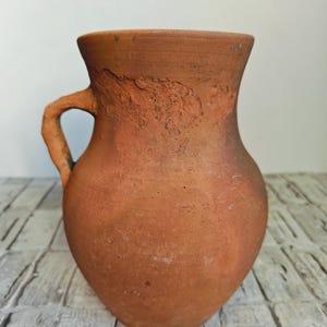 Vintage Clay Vase: Rustic Wabi Sabi Decor, 1950s Vessel image 4