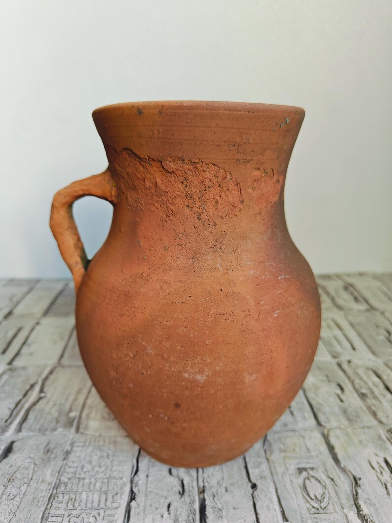 Vintage Clay Vase: Rustic Wabi Sabi Decor, 1950s Vessel image 4