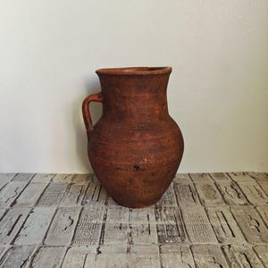Vintage Clay Pot: Rustic Wabi Sabi Vase, 1950s-60s
