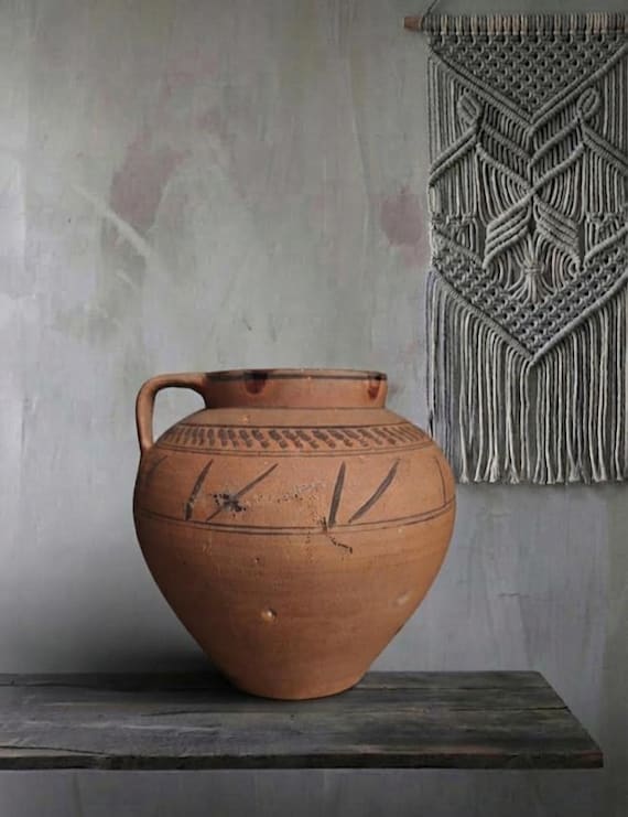 Vintage Terrakotta-Topf, rustikale Vase, primitives Gefäß