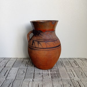 Vintage Red Clay Pot: Rustic Terracotta Vase, Wabi Sabi Decor