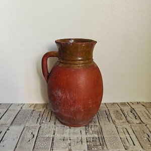 Antique vessel, Vintage clay jug, Rustic vase, Old clay pot, Wabi Sabi decor